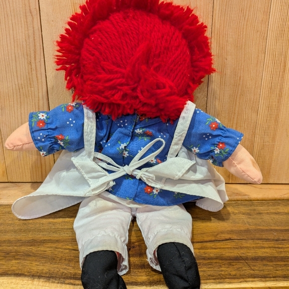 PlaysKool 1987 Raggedy Ann Doll with Red Hair and Blue Dress 12" Tall - Picture 4 of 6